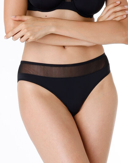 Slip in microfibra e tulle pinstripe tulle, nero, , LOVABLE