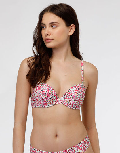 Costume reggiseno push-up in microfibra Printed Knitted Micro, rosa con stampa fiori, , LOVABLE
