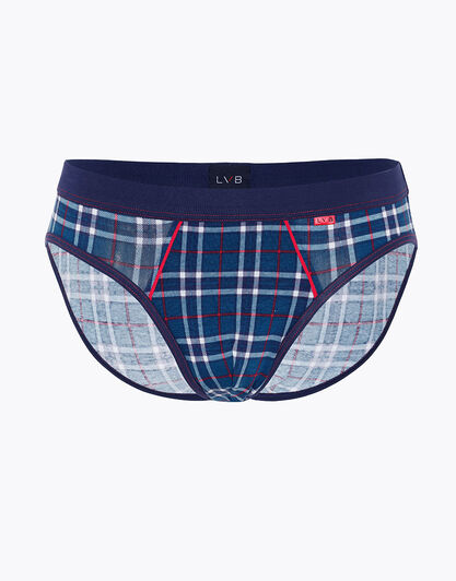 Slip uomo in cotone elasticizzato, stampa check blu petrolio, , LOVABLE