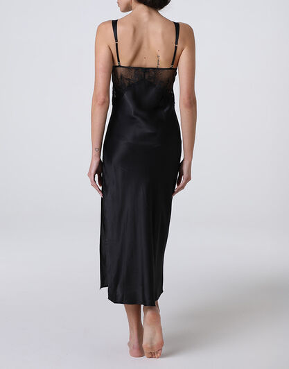Sottoveste Lunga L'Elegance in seta e modal, nero, , LOVABLE