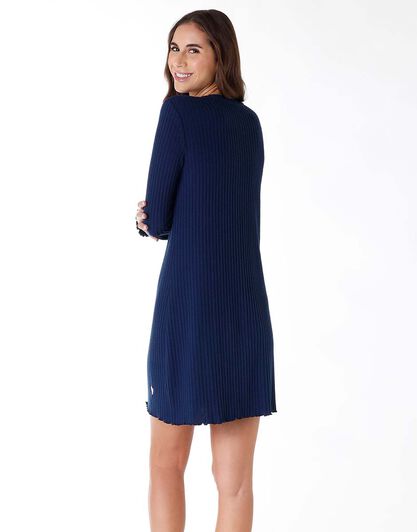 Camicia da notte in tessuto caldo, blu, , LOVABLE