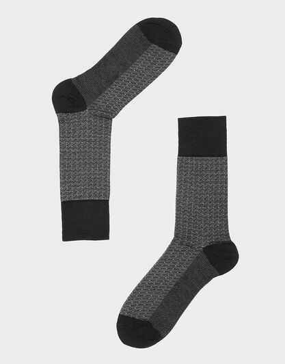 Calza  corta uomo in bamboo, nero e grigio, , LOVABLE