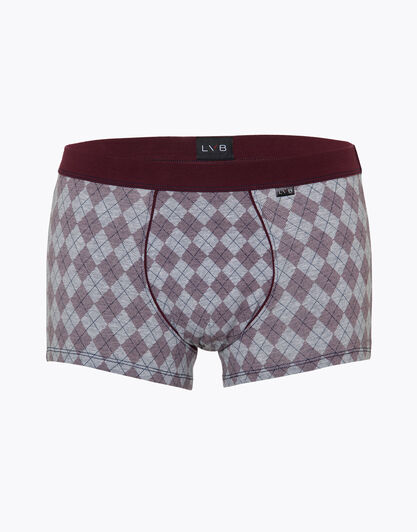 Boxer in cotone elasticizzato, stampe quadri bordeaux, , LOVABLE