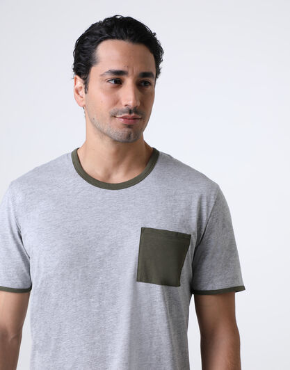 Pigiama Corto Girocollo in Jersey, grigio melange, , LOVABLE