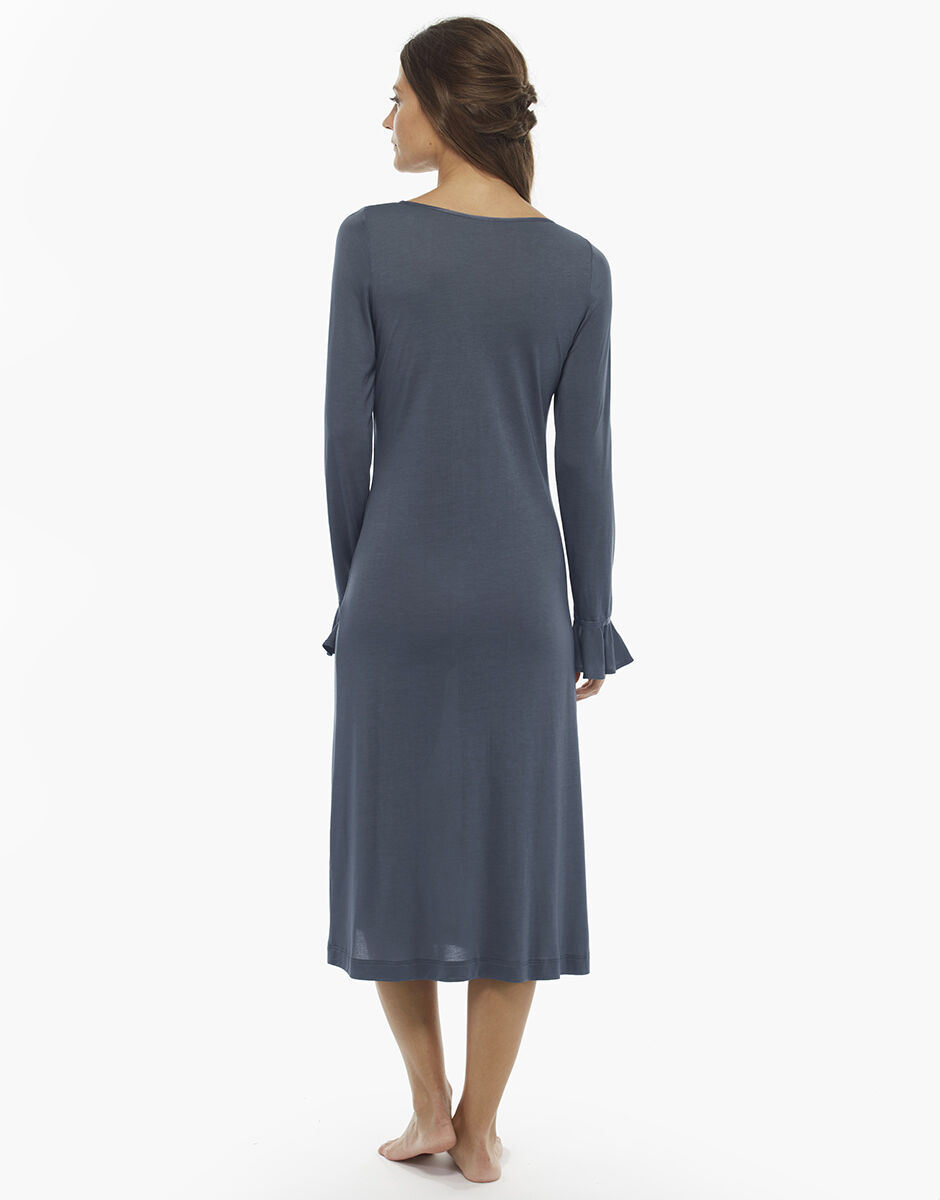 Camicia da notte manica lunga grigio scuro in jersey modal