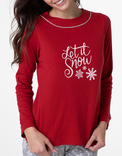 Pigiama Lungo Girocollo in Interlock, rosso, , LOVABLE