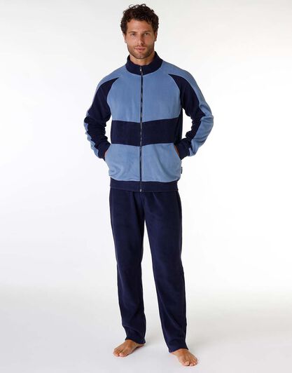 Felpa uomo in pile, blu polvere e navy, , LOVABLE