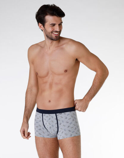 Boxer uomo in cotone elasticizzato, grigio con stampa biciclette, , LOVABLE