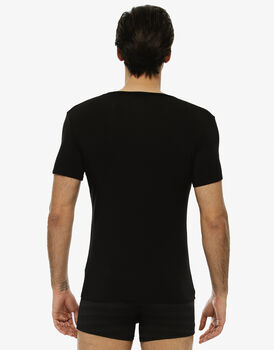 T-shirt uomo con scollo a v in micromodal, nera, , LOVABLE