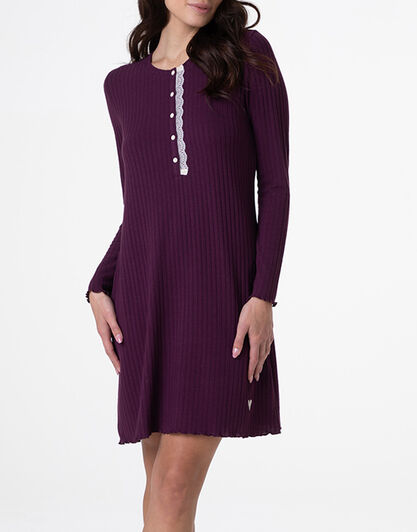 Camicia da Notte Serafino Manica Lunga a Costine, vinaccia, , LOVABLE