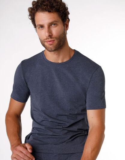 T-shirt uomo in cotone modal, blu denim, , LOVABLE