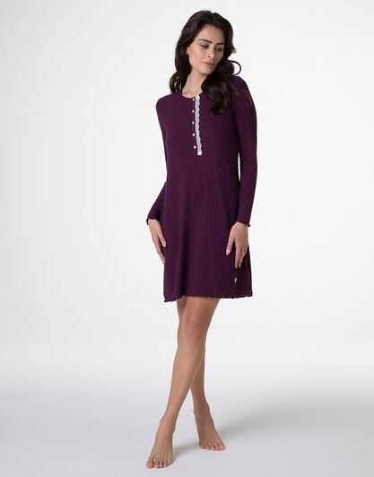 Camicia da Notte Serafino Manica Lunga a Costine, vinaccia, , LOVABLE