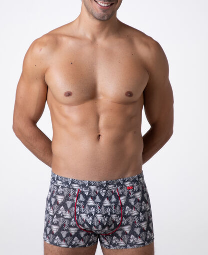 Boxer Funny Xmas in stretch cotton, stampa alberi, , LOVABLE