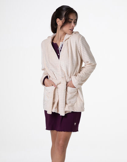 Vestaglia in Pelliccetta Jacquard, avorio perlato, , LOVABLE