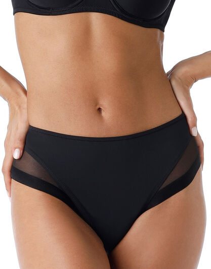 Slip Midi Classic Invisible in microfibra e tulle, nero,  Slip Midi Classic Invisible in microfibra e tulle, nero, , LOVABLE