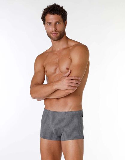 Boxer uomo in cotone modal, stampa gessata grigio melange, , LOVABLE
