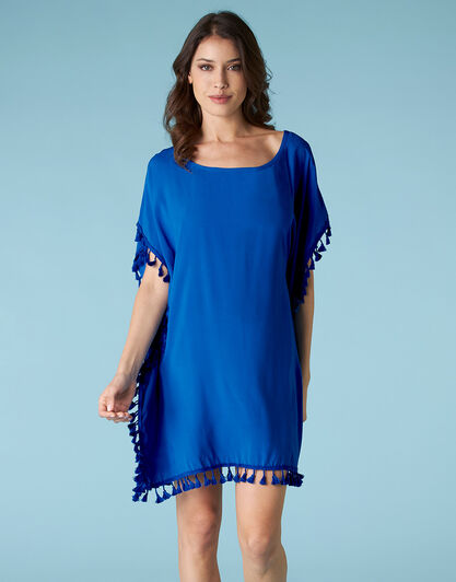 Caftano blu royal in viscosa Beachwear, , LOVABLE