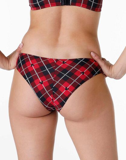 Brasiliano Printed Micro in microfibra, tartan rosso, , LOVABLE