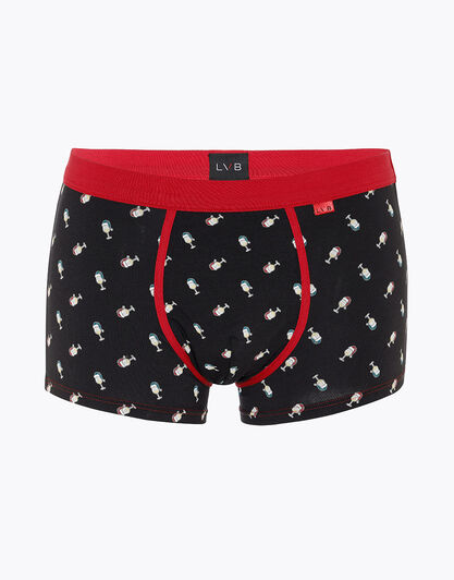 Boxer uomo in cotone elasticizzato, rosso e nero con stampa, , LOVABLE