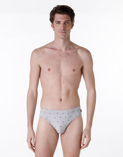 Slip Printed Cotton Modal, grigio riga stampina , , LOVABLE