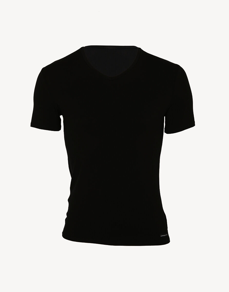 T shirt uomo con scollo a v in micromodal nera