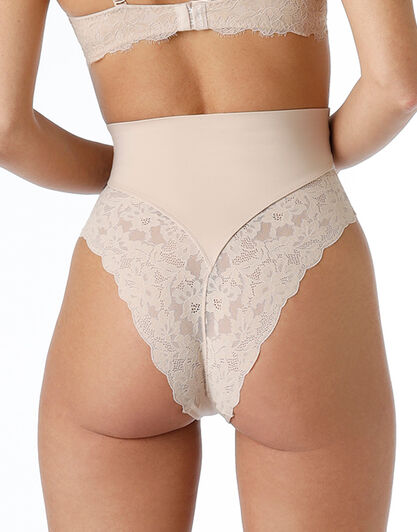 Guaina Perizoma Smooth Femininity in microfibra e pizzo, skin, , LOVABLE