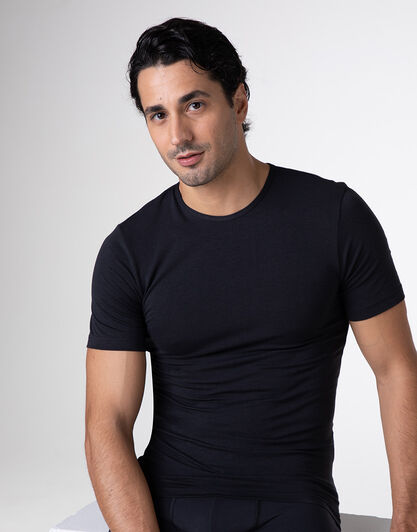 T-shirt girocollo Warm Sensation in Stretch Cotton, nero, , LOVABLE
