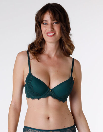 Reggiseno imbottito con ferretto Beauty Lace in pizzo e tulle, ottanio, , LOVABLE