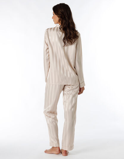 Pigiama lungo aperto in Satin, mandorla, , LOVABLE
