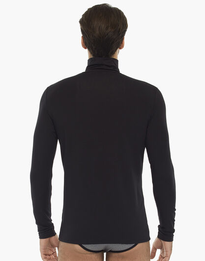 Maglia manica lunga, collo alto, nero, in cotone modal , , LOVABLE