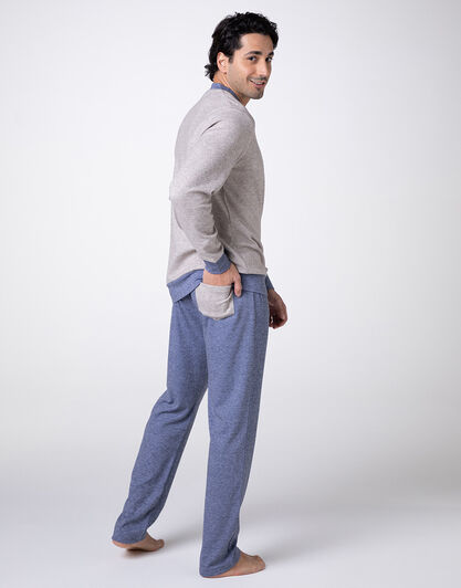 Pigiama Lungo Girocollo in Caldo Interlock, beige melange, , LOVABLE