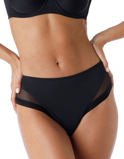 Slip Midi Classic Invisible in microfibra e tulle, nero, , LOVABLE