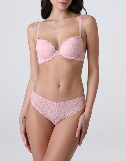 Reggiseno Imbottito con Ferretto Graphic Lace in pizzo, rosa vintage, , LOVABLE