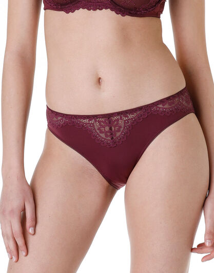 Slip Stylish Lace in pizzo elastico e microfibra, bordeaux, , LOVABLE