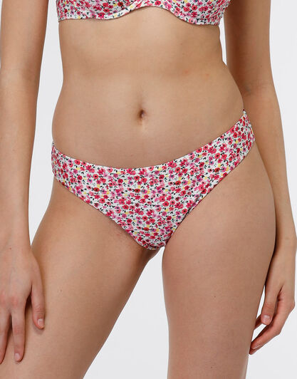 Costume brasiliano in microfibra Printed Knitted Micro, rosa con stampa fiori, , LOVABLE