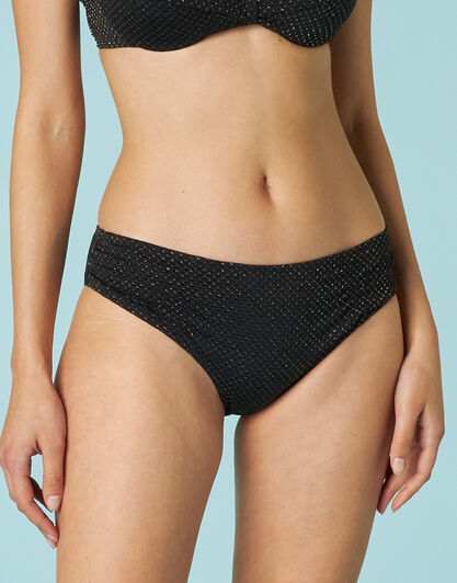 Costume Slip Midi Jacquard in microfibra, nero e oro, , LOVABLE