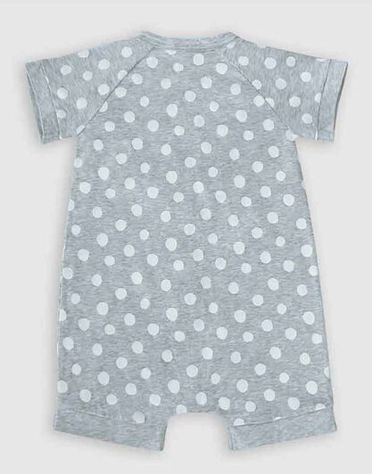 Pagliaccetto con zip in cotone elasticizzato, colore grigio con pois bianchi, , LOVABLE