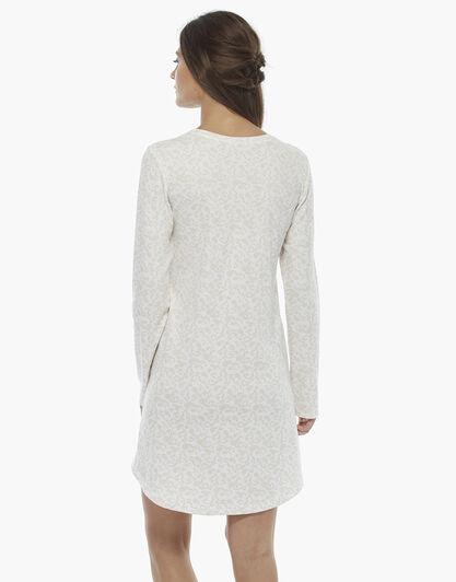 Camicia da notte manica lunga stampa foliage, in interlock 100% cotone , , LOVABLE