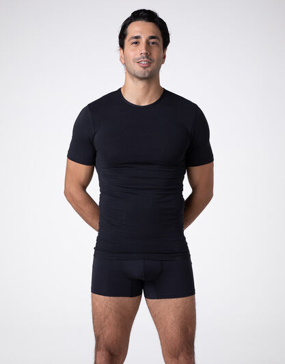 T-shirt girocollo Warm Sensation in Stretch Cotton, nero, , LOVABLE