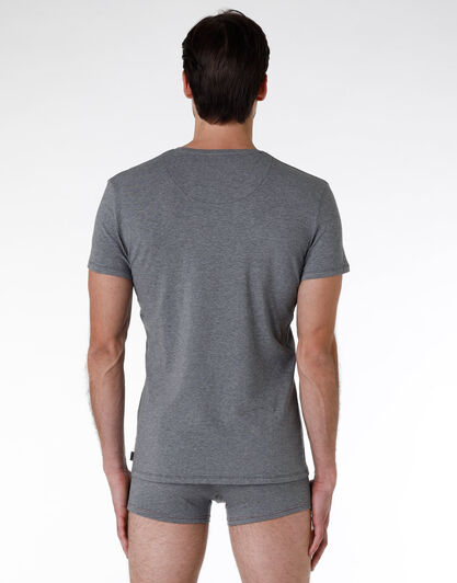 T-shirt uomo in cotone elasticizzato, grigio melange, , LOVABLE