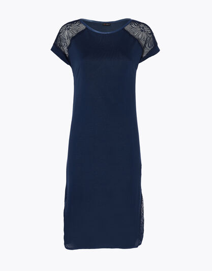 Camicia da notte a maniche corte in jersey di modal, blu, , LOVABLE