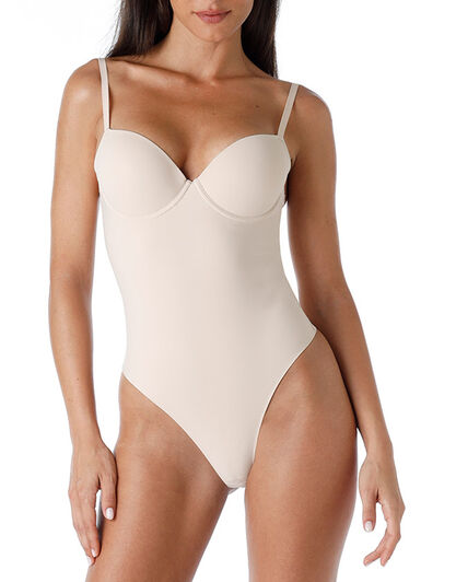 Body modellante con ferretto imbottito perizoma Smooth Shaping in microfibra, skin, , LOVABLE