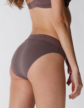 Slip Natural Panties in cotone e modal, marrone, , LOVABLE