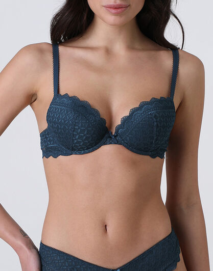 Reggiseno Imbottito con Ferretto Graphic Lace in pizzo, ottanio, , LOVABLE
