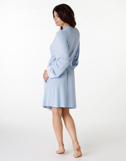 Vestaglia in modal con pizzo, azzurro, , LOVABLE