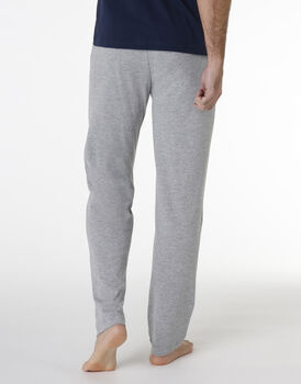Pantalone del pigiama uomo in cotone Jersey, grigio melange, , LOVABLE