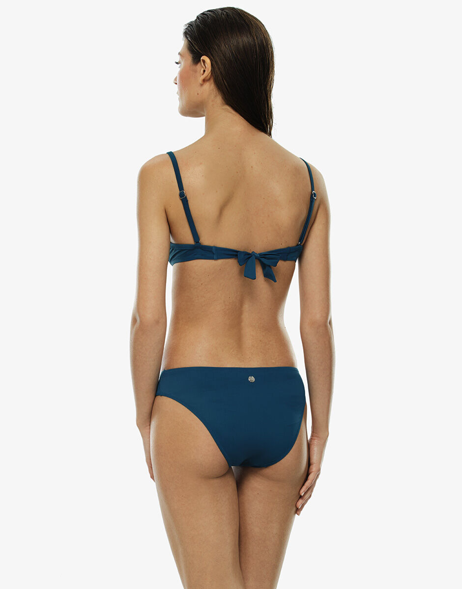 Reggiseno imbottito verde petrolio in microfibra con ricamo