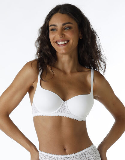 Reggiseno imbottito con ferretto Value Elegance in microfibra e pizzo, bianco, , LOVABLE