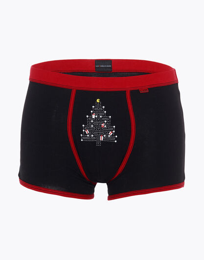 Short nero stampa piazzata in cotone elasticizzato , , LOVABLE