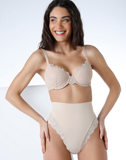 Guaina Perizoma Smooth Femininity in microfibra e pizzo, skin, , LOVABLE